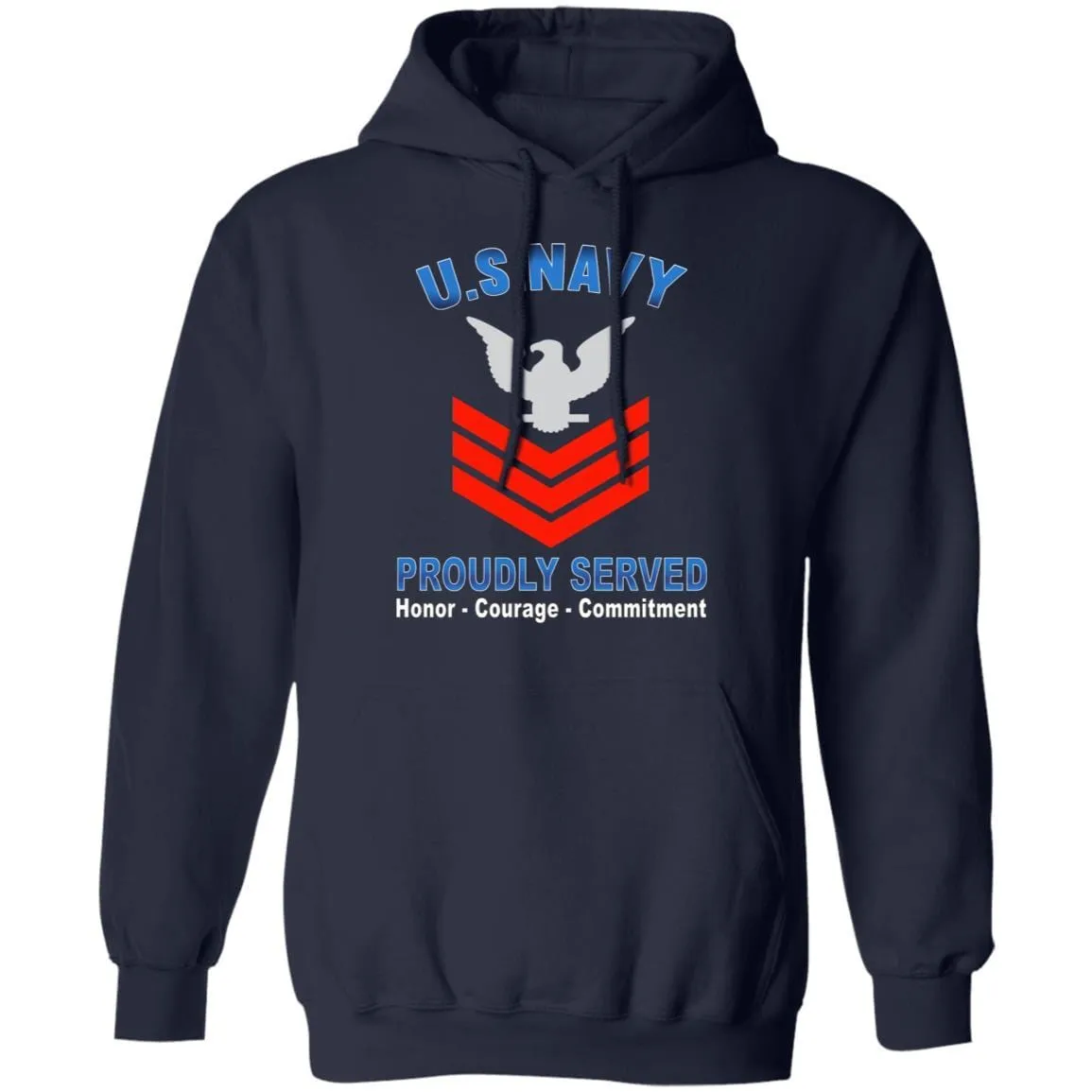 US Navy E-6 Petty Officer First Class E6 PO1 Collar Device Proudly Served T-Shirt On Front
