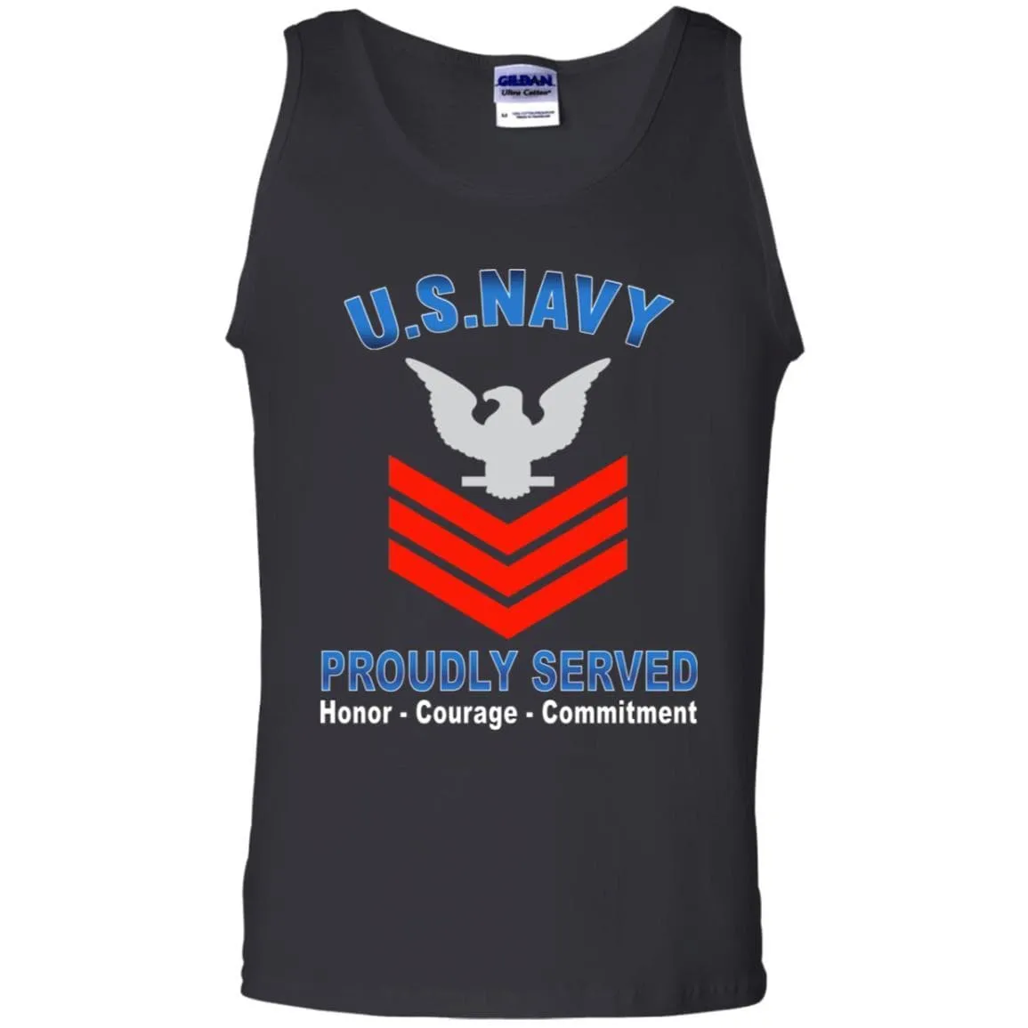US Navy E-6 Petty Officer First Class E6 PO1 Collar Device Proudly Served T-Shirt On Front