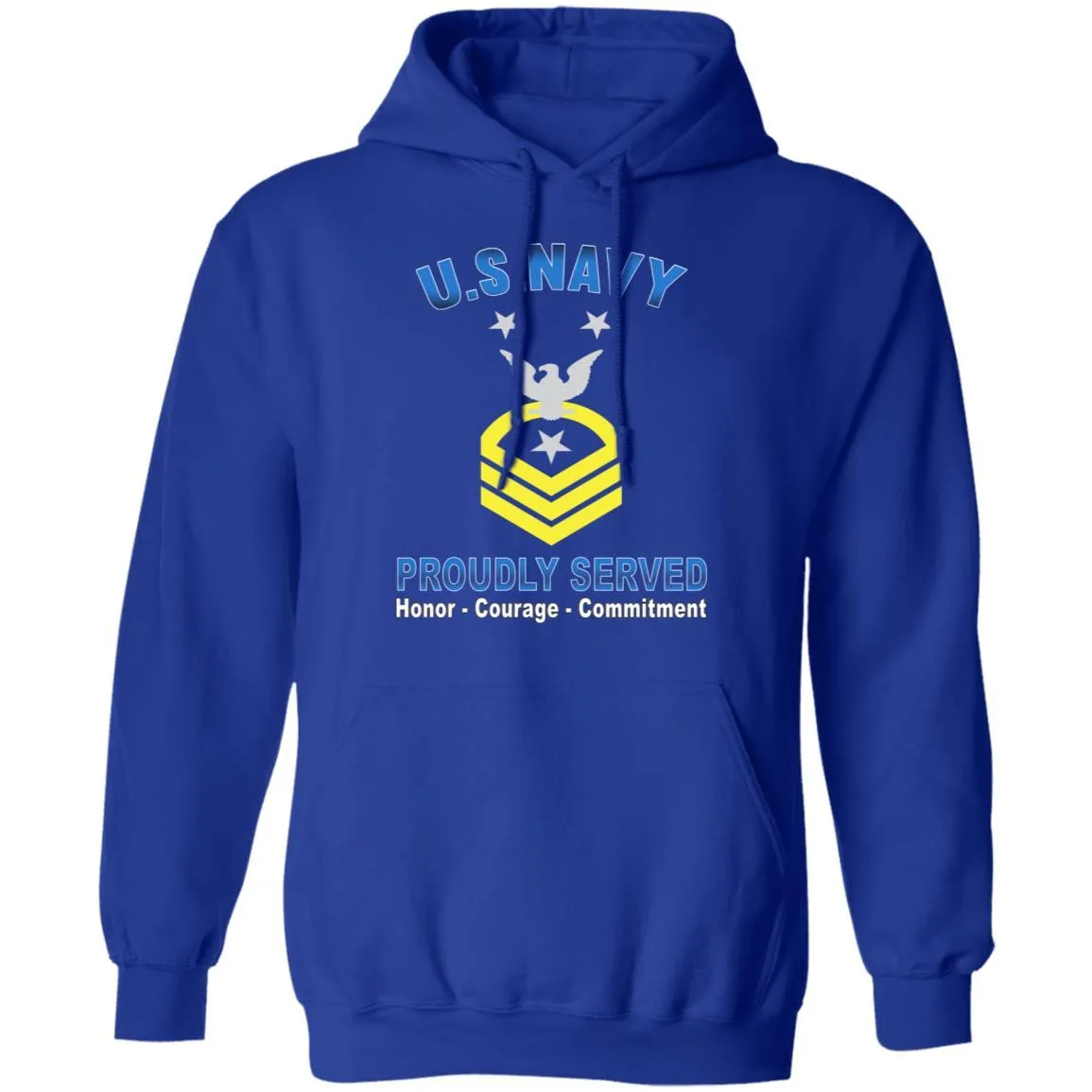 US Navy E-9 Command Master Chief Petty Officer E9 CMDCM Senior Enlisted Advisor Collar Device Proudly Served T-Shirt On Front