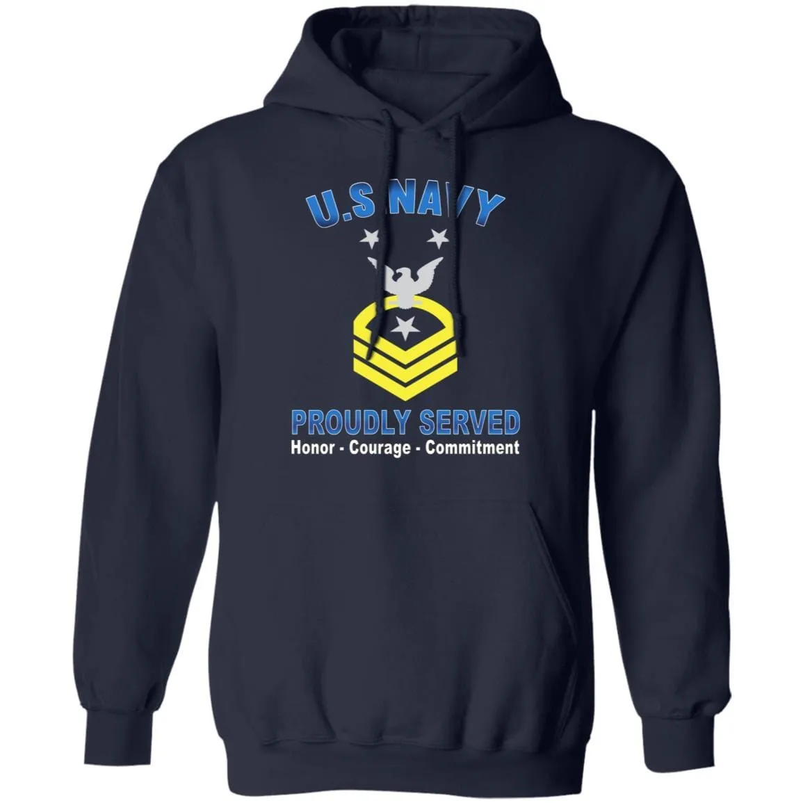 US Navy E-9 Command Master Chief Petty Officer E9 CMDCM Senior Enlisted Advisor Collar Device Proudly Served T-Shirt On Front
