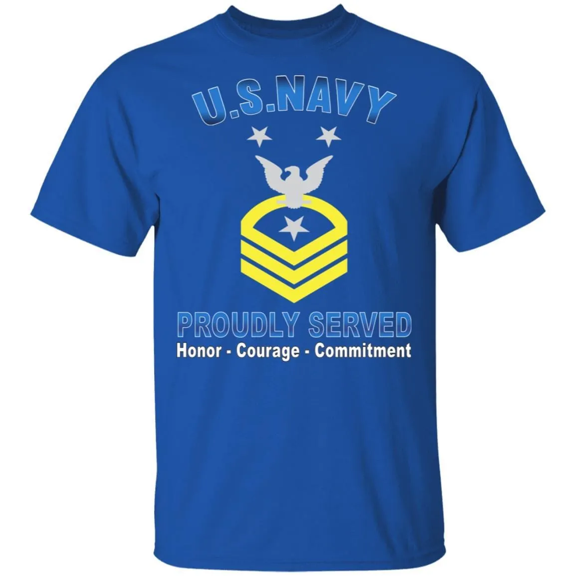 US Navy E-9 Command Master Chief Petty Officer E9 CMDCM Senior Enlisted Advisor Collar Device Proudly Served T-Shirt On Front