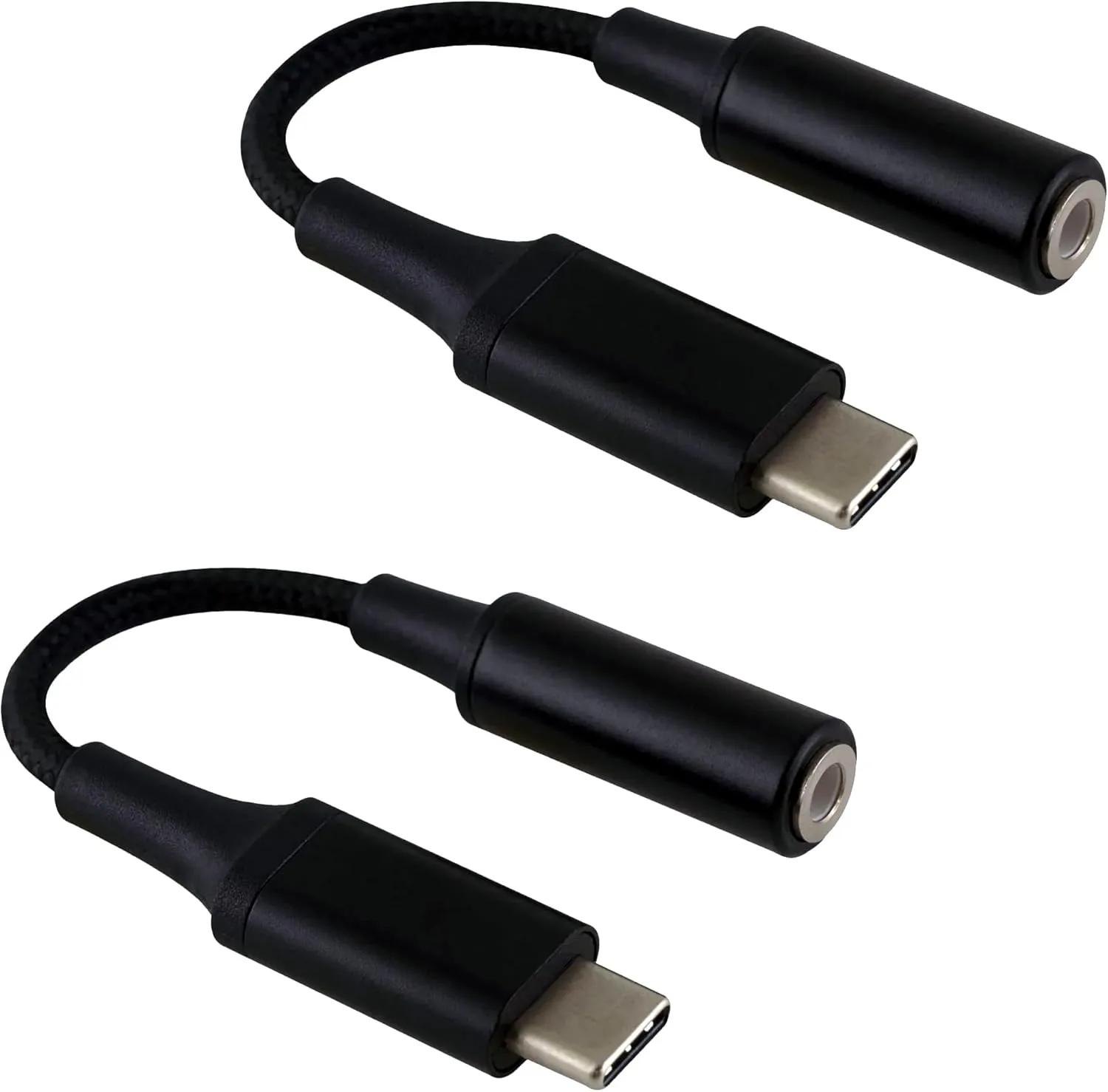 USB C to 3.5mm Headphone Adapter Compatible with Meizu 20 Classic with Digital DAC Chip That's Dual 1/8 inch TypeC/PD! (2Pack / Black)