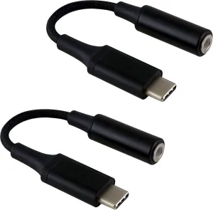 USB C to 3.5mm Headphone Adapter Compatible with Meizu 20 Classic with Digital DAC Chip That's Dual 1/8 inch TypeC/PD! (2Pack / Black)