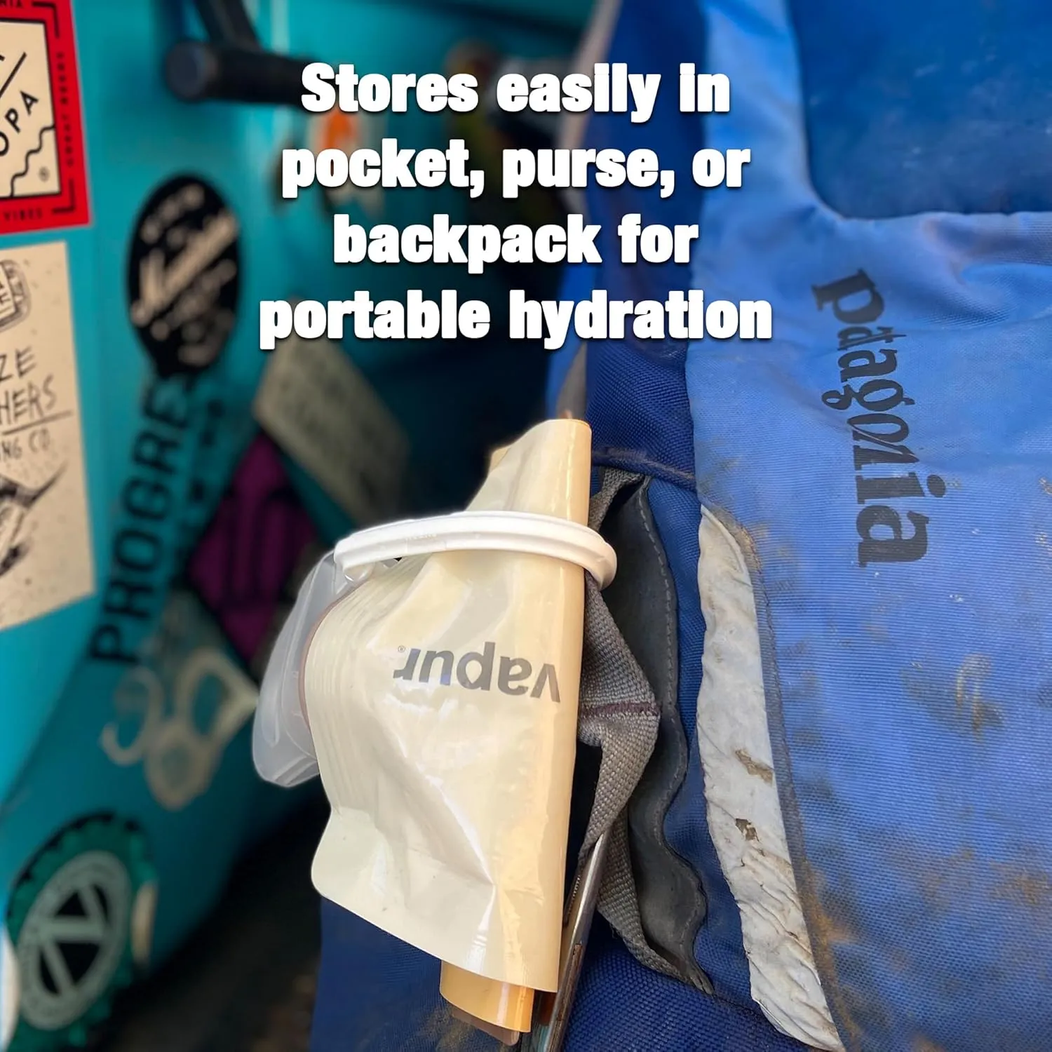 Vapur Collapsible Water Bottle With Carabiner, Compact Bottle Folds Flat For Hydration On The Go, Ideal for Traveling, Hiking or Camping, 23 Ounce, Fire, Pack of 2