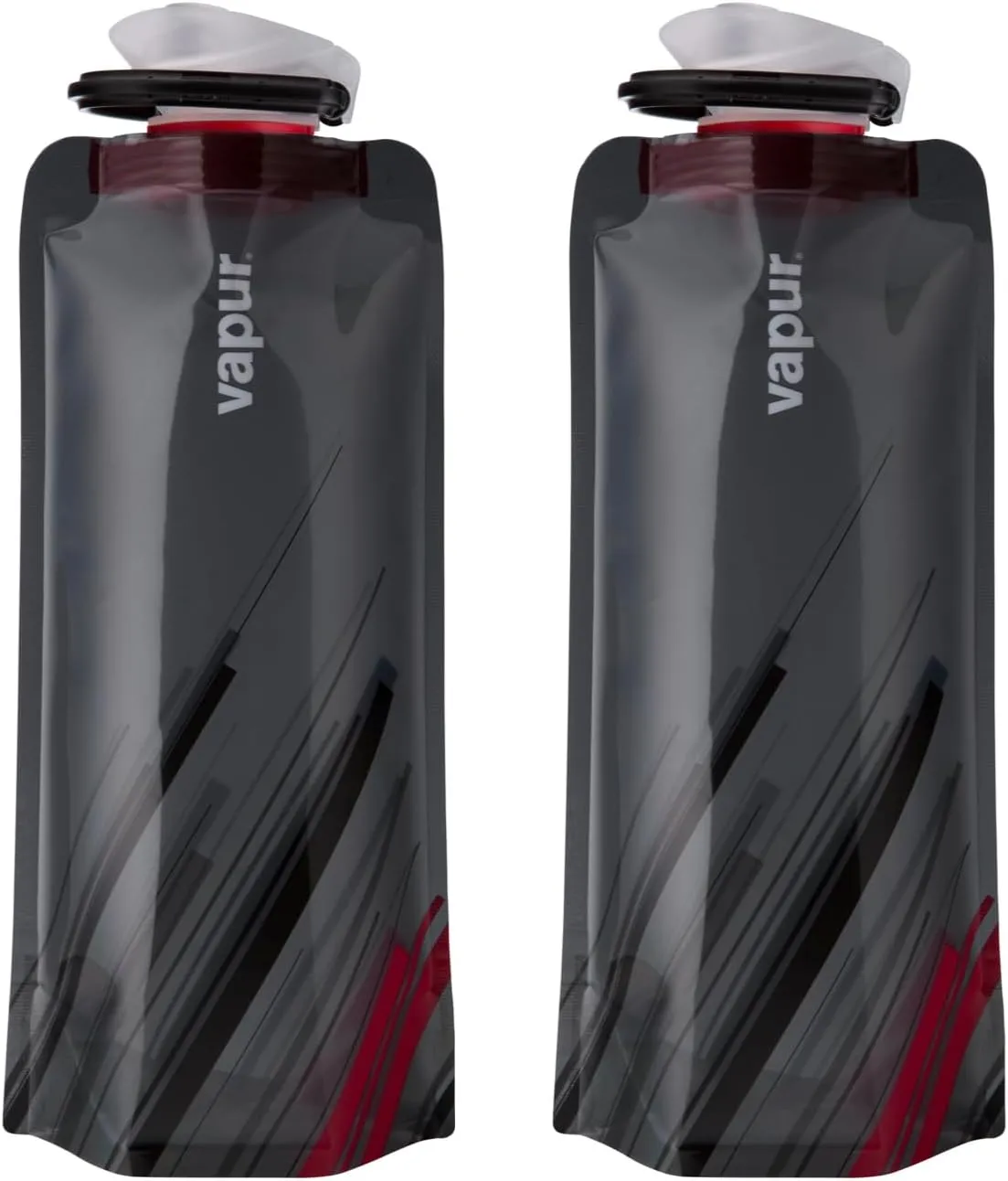Vapur Collapsible Water Bottle With Carabiner, Compact Bottle Folds Flat For Hydration On The Go, Ideal for Traveling, Hiking or Camping, 23 Ounce, Fire, Pack of 2