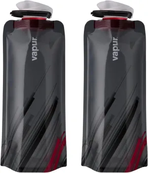 Vapur Collapsible Water Bottle With Carabiner, Compact Bottle Folds Flat For Hydration On The Go, Ideal for Traveling, Hiking or Camping, 23 Ounce, Fire, Pack of 2