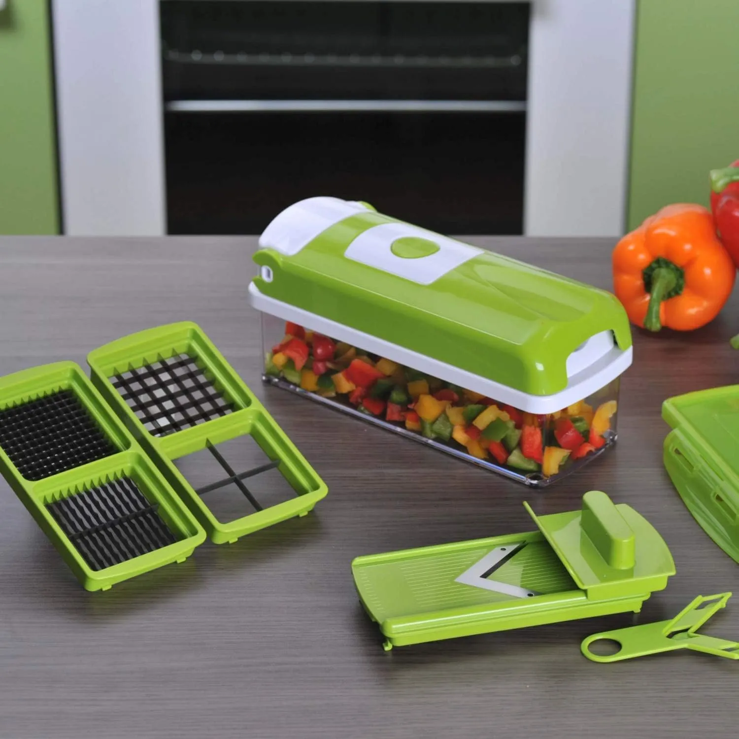 Vegetable and Fruit Slicer Made of Plastic, Plastic, Kiwi, 22.2 x 10 x 8.1999999999999993 cm