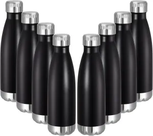 VEGOND 17oz Stainless Steel Water Bottles Bulk, Reusable Metal Sports Water Bottle Keeps Drink Hot and Cold, BPA Free Double Wall Vacuum Cola Shape Insulated Water Bottles for Camping Gym, 8 Pack