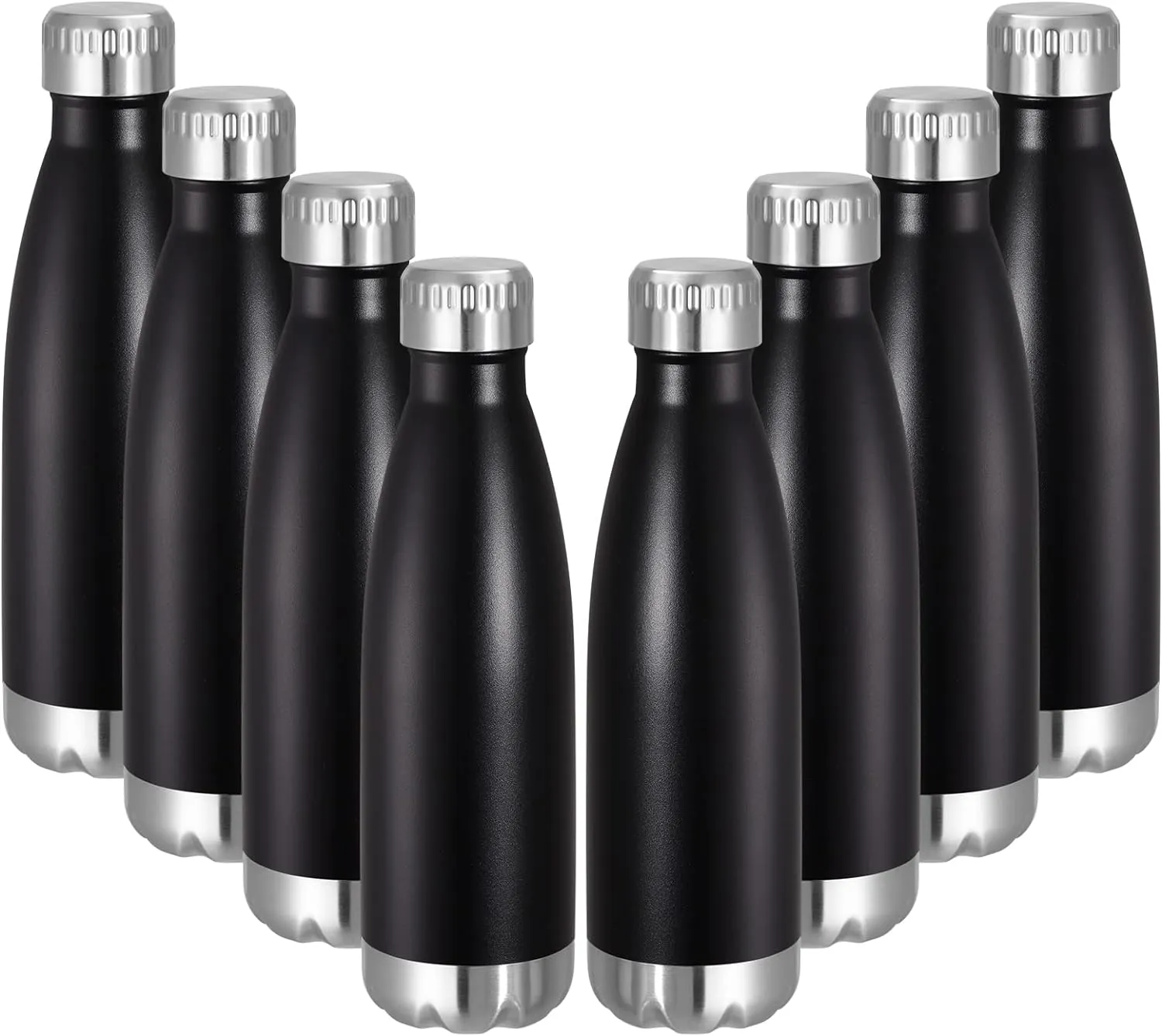 VEGOND 17oz Stainless Steel Water Bottles Bulk, Reusable Metal Sports Water Bottle Keeps Drink Hot and Cold, BPA Free Double Wall Vacuum Cola Shape Insulated Water Bottles for Camping Gym, 8 Pack