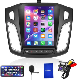 Vertical Android Car Stereo Radio for 2012 2013 2014 2015 2016 2017 2018 Ford Focus, Podofo Vertical HD IPS Touch Screen Bluetooth Radio with Mirror Link GPS Navigation Wifi FM Radio Backup Camera Mic
