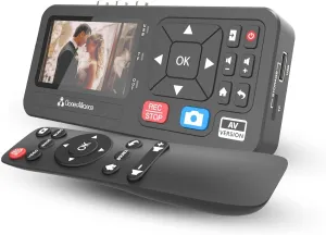 ViewLite AV, Portable Analog to Digital MP4/MP3 Video & Audio Converter with Remote. Capture CVBS/S-Video/RCA/Composite. VHS/Set-top TV Box/Retro Gaming/Hi8 Recorder. No PC Required.
