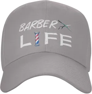 Vintage Barber's Pole Hair Hairstylist Adjustable Gray Curved Bill Baseball Cap Comfortable Breathable Everyday Wear0
