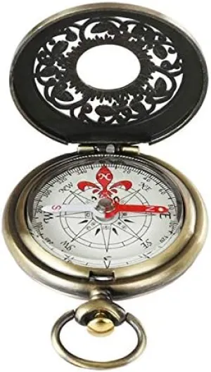 Vintage Bronze Compass Pocket Watch Design Outdoor Hiking Navigation Kid Gift Retro Metal Portable Compass