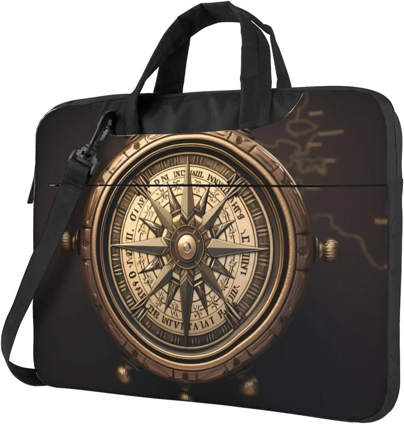 Vintage Compass Navigation picture Fashionable and ultra-thin shoulder laptop bag Shockproof soft lining