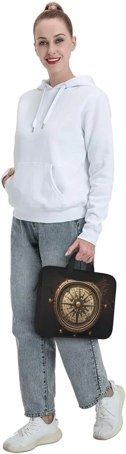 Vintage Compass Navigation picture Fashionable and ultra-thin shoulder laptop bag Shockproof soft lining