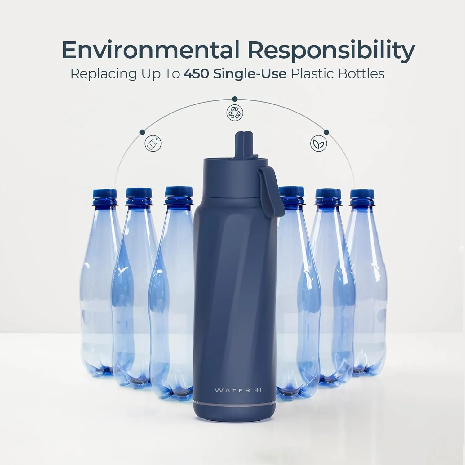 Vita Smart Water Bottle with Reminder to Drink Water, BPA-Free Vacuum Insulated Water Bottles with Filter & Straw, Bluetooth Intake Water Tracking Bottle, Ideal for Gift (18 oz)