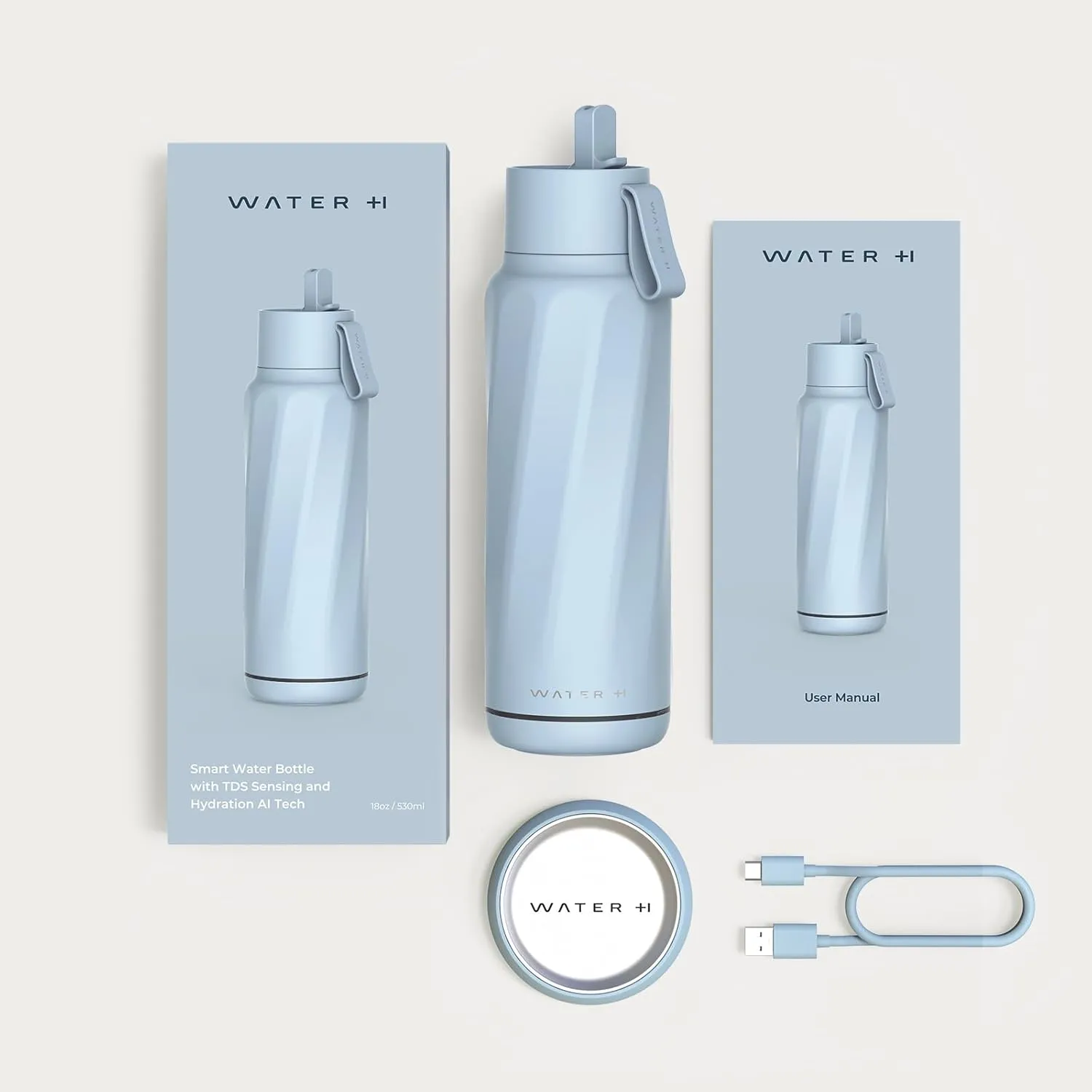 Vita Smart Water Bottle with Reminder to Drink Water, BPA-Free Vacuum Insulated Water Bottles with Straw, Bluetooth Intake Water Tracking Bottle, Ideal for Gift (18 oz)