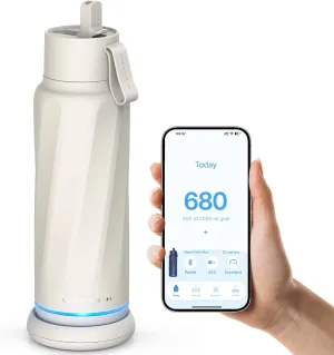 Vita Smart Water Bottle with Reminder to Drink Water, BPA-Free Vacuum Insulated Water Bottles with Straw, Bluetooth Intake Water Tracking Bottle, Ideal for Gift (18 oz)