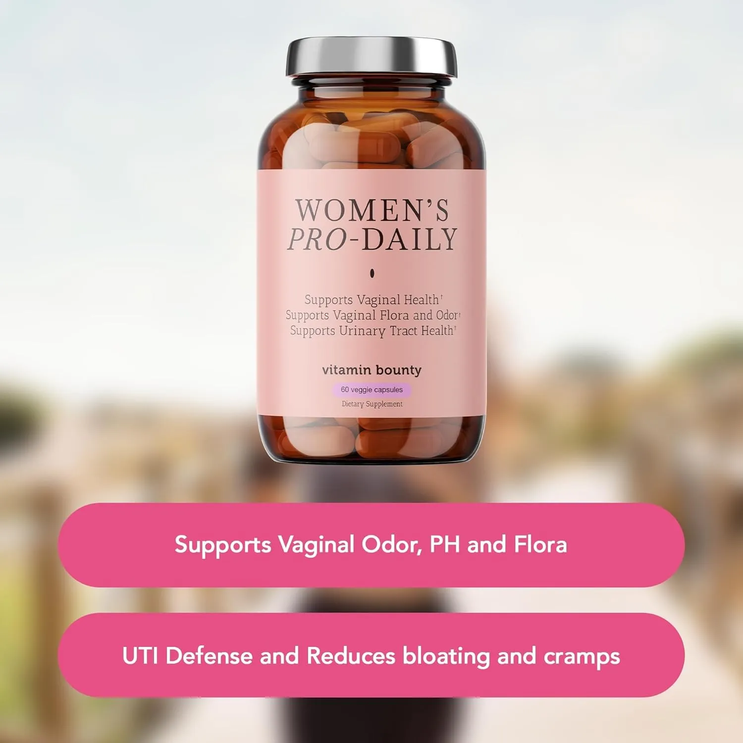 Vitamin Bounty Women's Pro-Daily Probiotic - Supports Vaginal, Digestive & pH Balance, 10 Billion CFUs, 5 Strains   Cranberry - 2 Pack of 60 Capsules