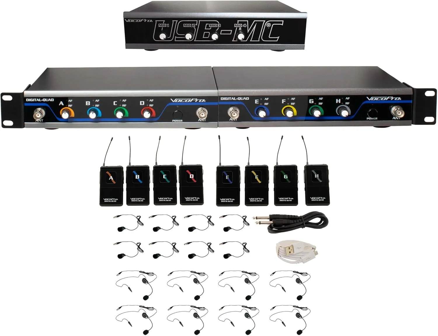 VocoPro Wireless Headset, 8 ch. WL Microphone/USB Interface pkage Play 8