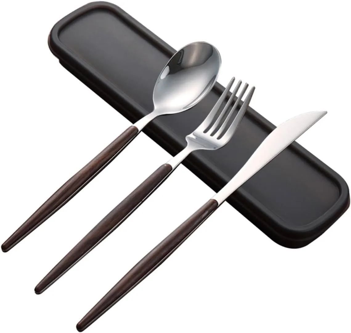 VOSAREA Travel Picnic Essential 4pcs Stainless Steel Set Western Style Tableware for Occasions