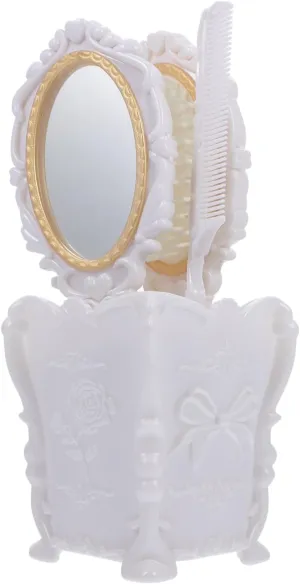 VOSAREA Vintage Brush and Comb Set with Hand Mirror - Curly Hair Brush - Wide Tooth Comb and Elegant Mirror for ' Hair Care and Makeup Essentials