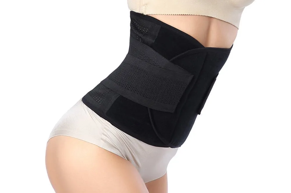 Waist Trimmer Belt- Breathable Postpartum Postnatal Recoery Materinty Support Belt Post Pregnancy After Birth,Pregnancy Belly Band Abdominal Binder,Black,Size M