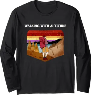 Walking with Altitude Camping Mountain Camper Summit Hiking Long Sleeve T-Shirt