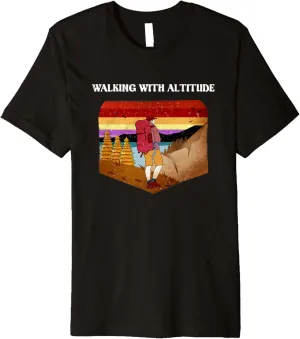 Walking with Altitude Camping Mountain Camper Summit Hiking Premium T-Shirt