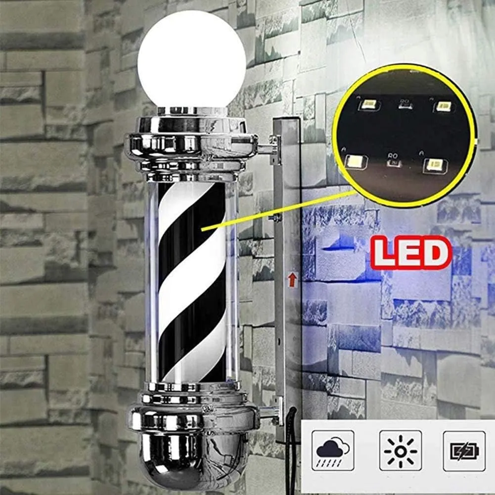 Wall Lamps Barber Pole Salon Light 88cm Traditional Barber Shop Pole,Classic Red White Blue Illuminating and Rotating Stripes, Outdoor Waterproof Wall Lights Hairdressing Barber Shop Pole Lamp