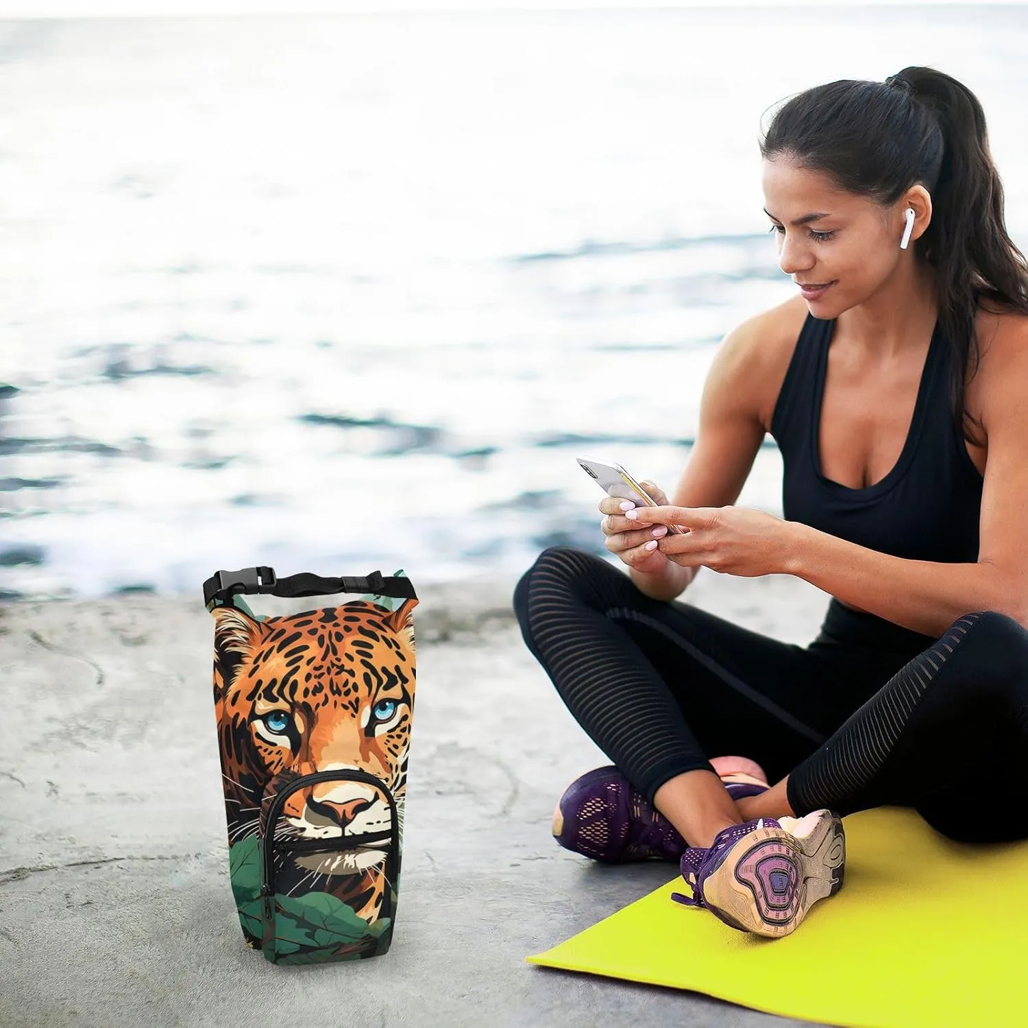 Water Bottle Carrier Bag Watercolor Wolf Family Pattern Bottle Pouch Holder Sports Water Bottle Accessories