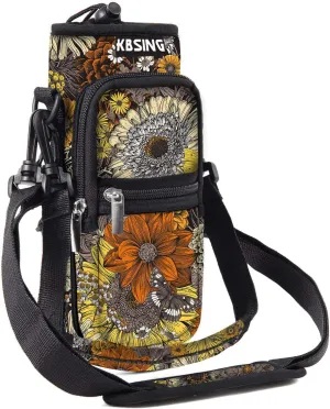 Water Bottle Carrier Holder Sling Bag Sleeve 25oz 32oz Crossbody Water Bottle Case Cover with Strap Pockets for Men/Women Walking Hiking Camping (25 oz, BS25-04)