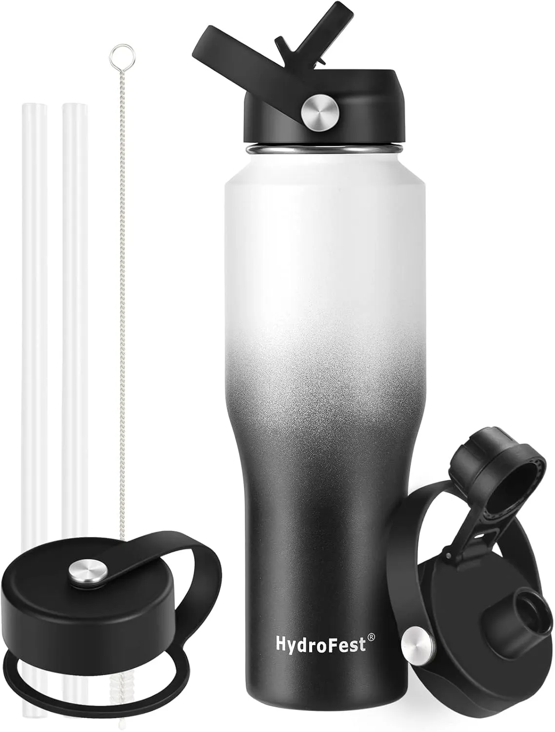 Water Bottle with Straw Lid, 32 oz Vacuum Stainless Steel Double Walled Kids Water Bottle Insulated Leak Proof BPA free to Keep Cold for 48Hrs or Hot for 24Hrs