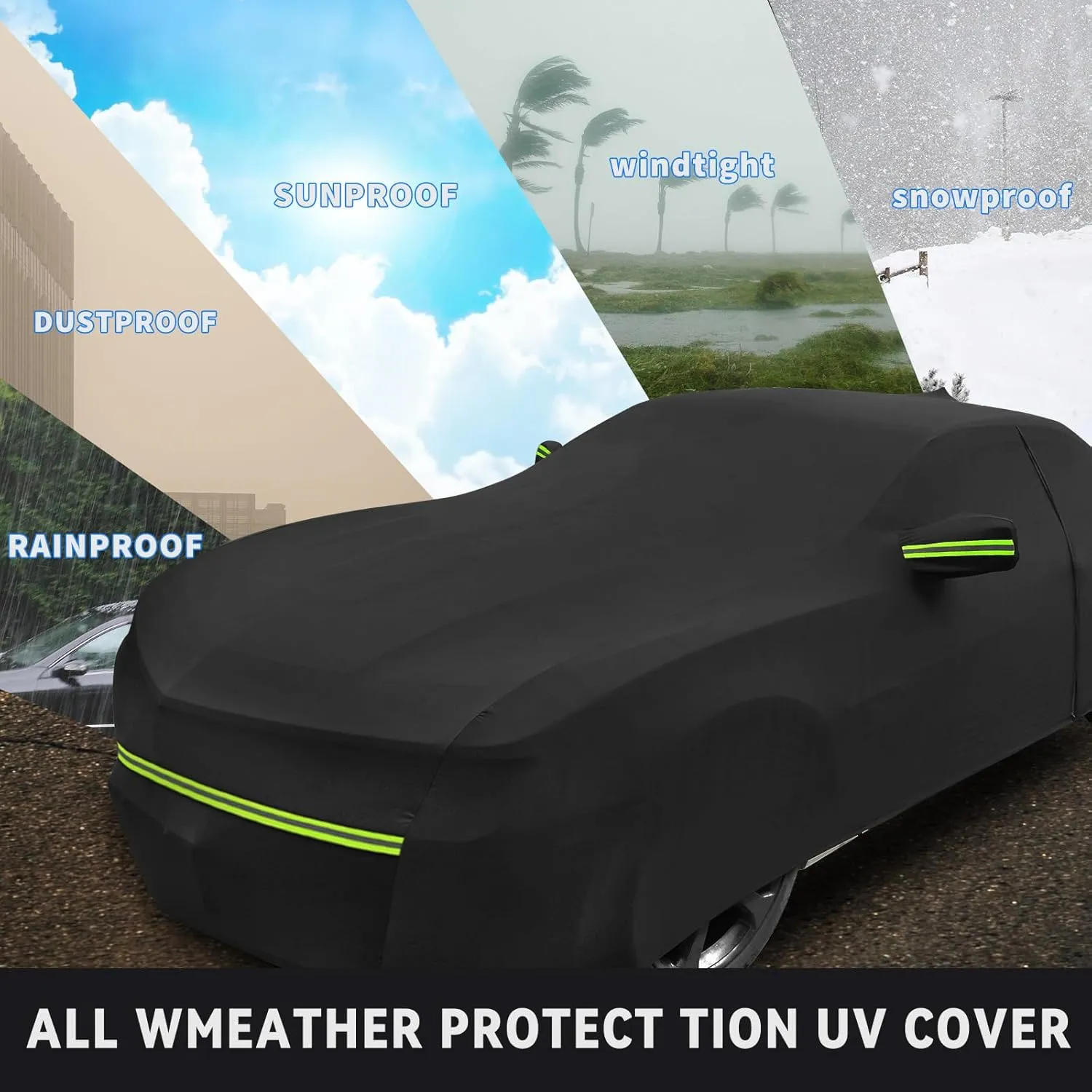 Waterproof Car Cover for Jeep Compass Ultra Light Easy to Install All-Weather Protection,with Zipper Door