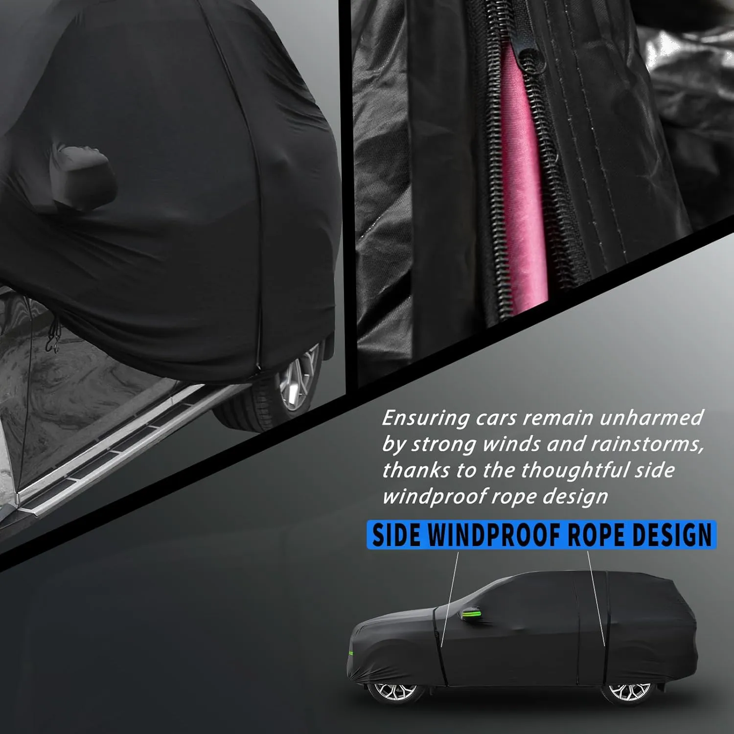 Waterproof Car Cover for Jeep Compass Ultra Light Easy to Install All-Weather Protection,with Zipper Door