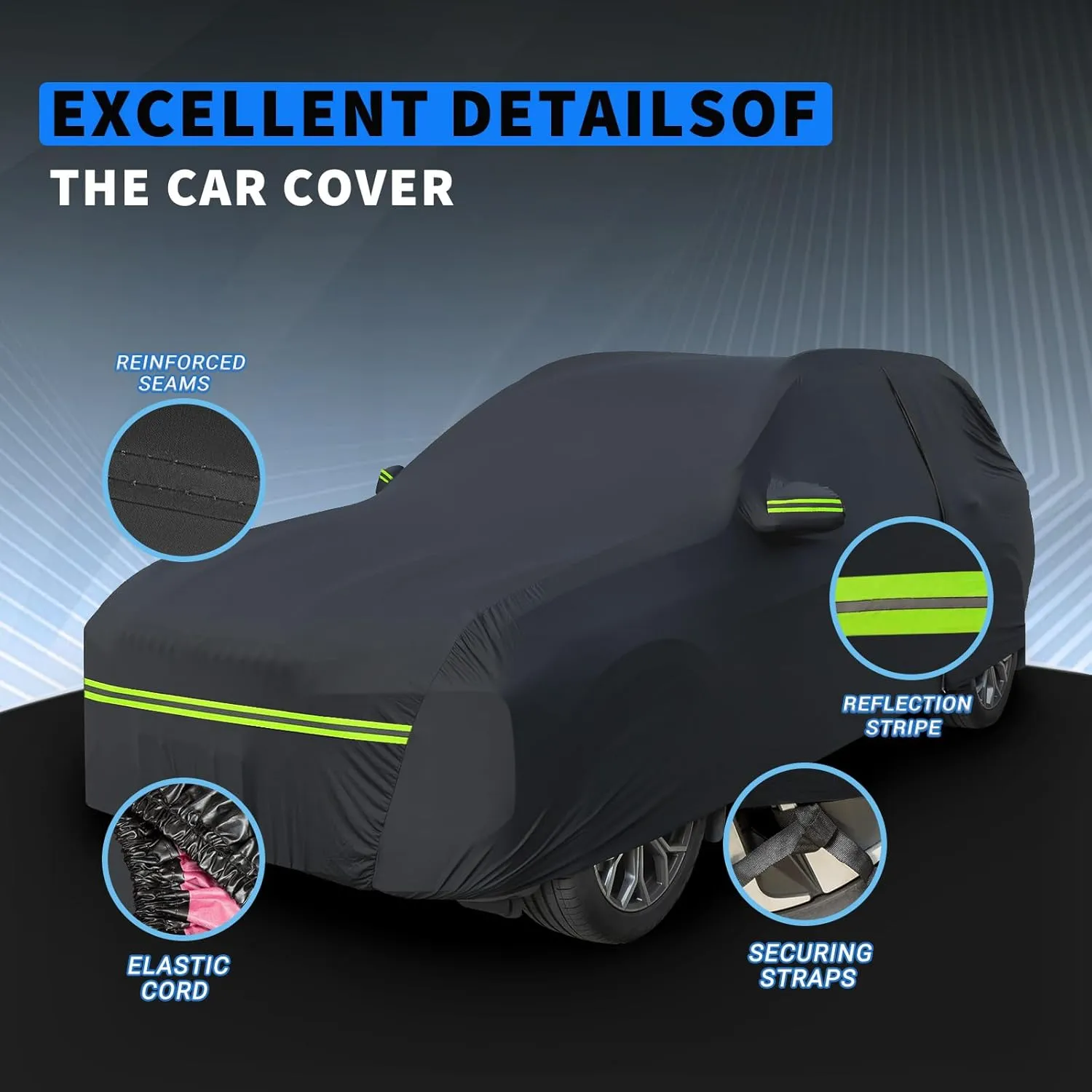 Waterproof Car Cover for Jeep Compass Ultra Light Easy to Install All-Weather Protection,with Zipper Door
