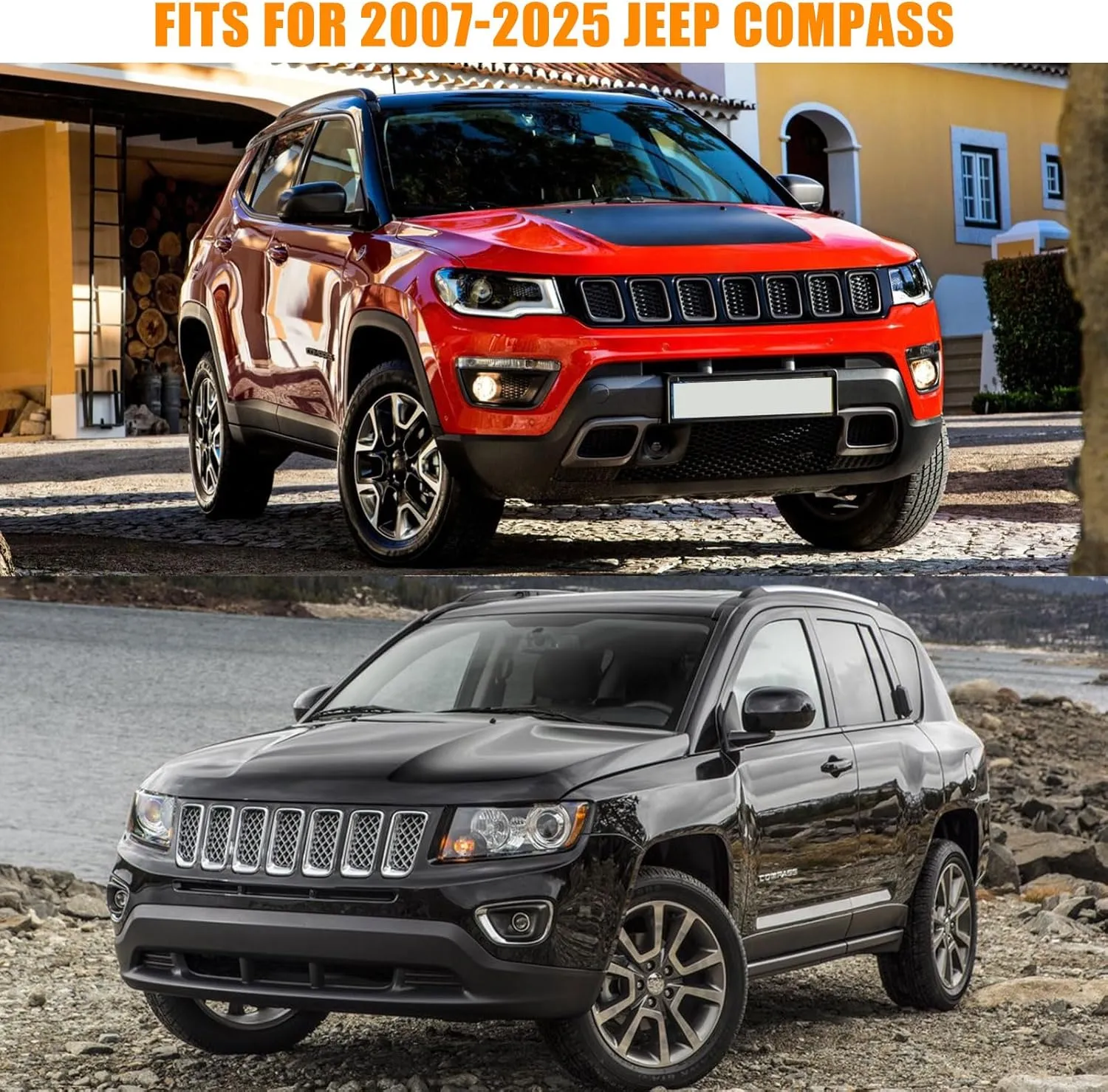 Waterproof Car Covers Replace for 2007-2025 Jeep Compass, 6 Layers All Weather Custom-fit Car Cover with Zipper Door & Windproof Bands for Snow Rain Dust Hail Protection (Compass)
