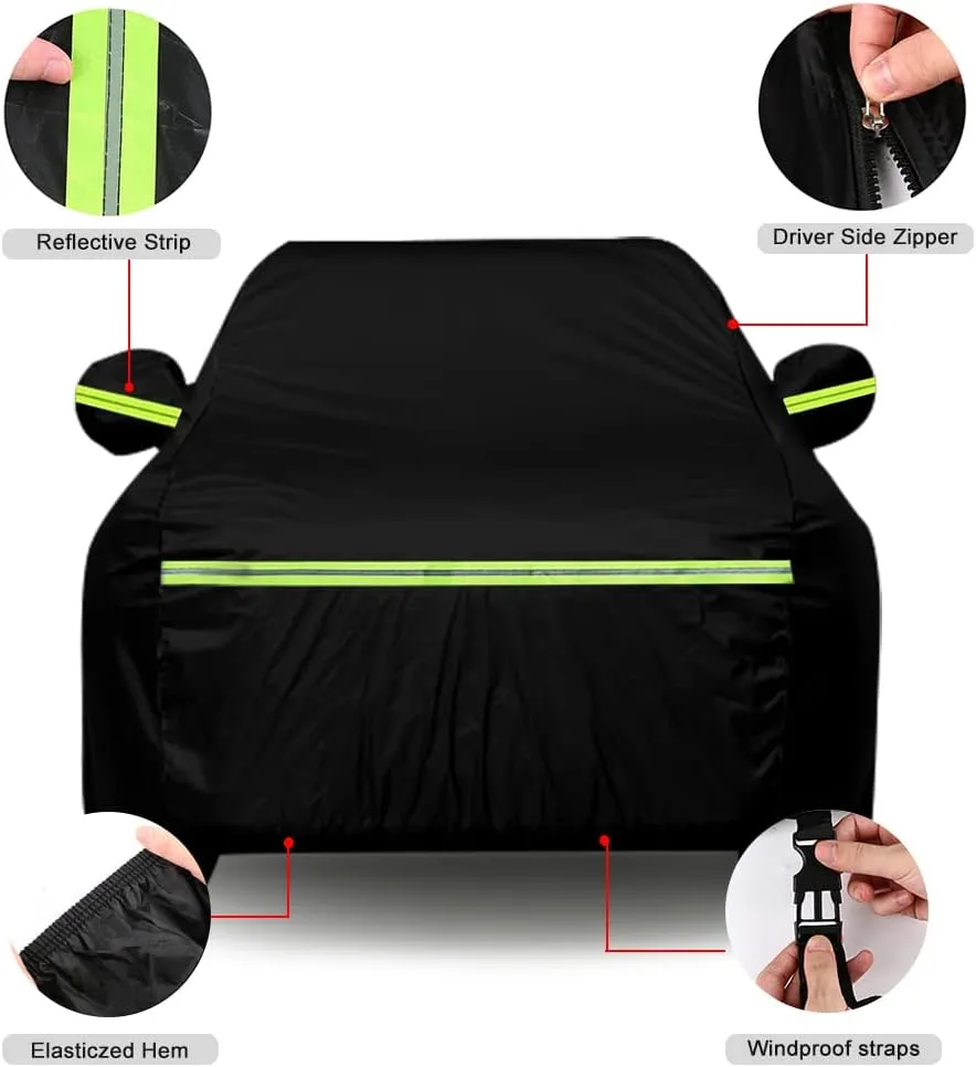Waterproof Car Covers Replace for 2007-2025 Jeep Compass, 6 Layers All Weather Custom-fit Car Cover with Zipper Door & Windproof Bands for Snow Rain Dust Hail Protection (Compass)