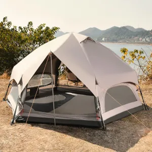 Waterproof Glamping Yurt Tent | Large Portable Pop Up Tent | Instant Cabin Tent for 4-8 People | Double Layer 4 Seasons Bell Tent Teepee for Adults