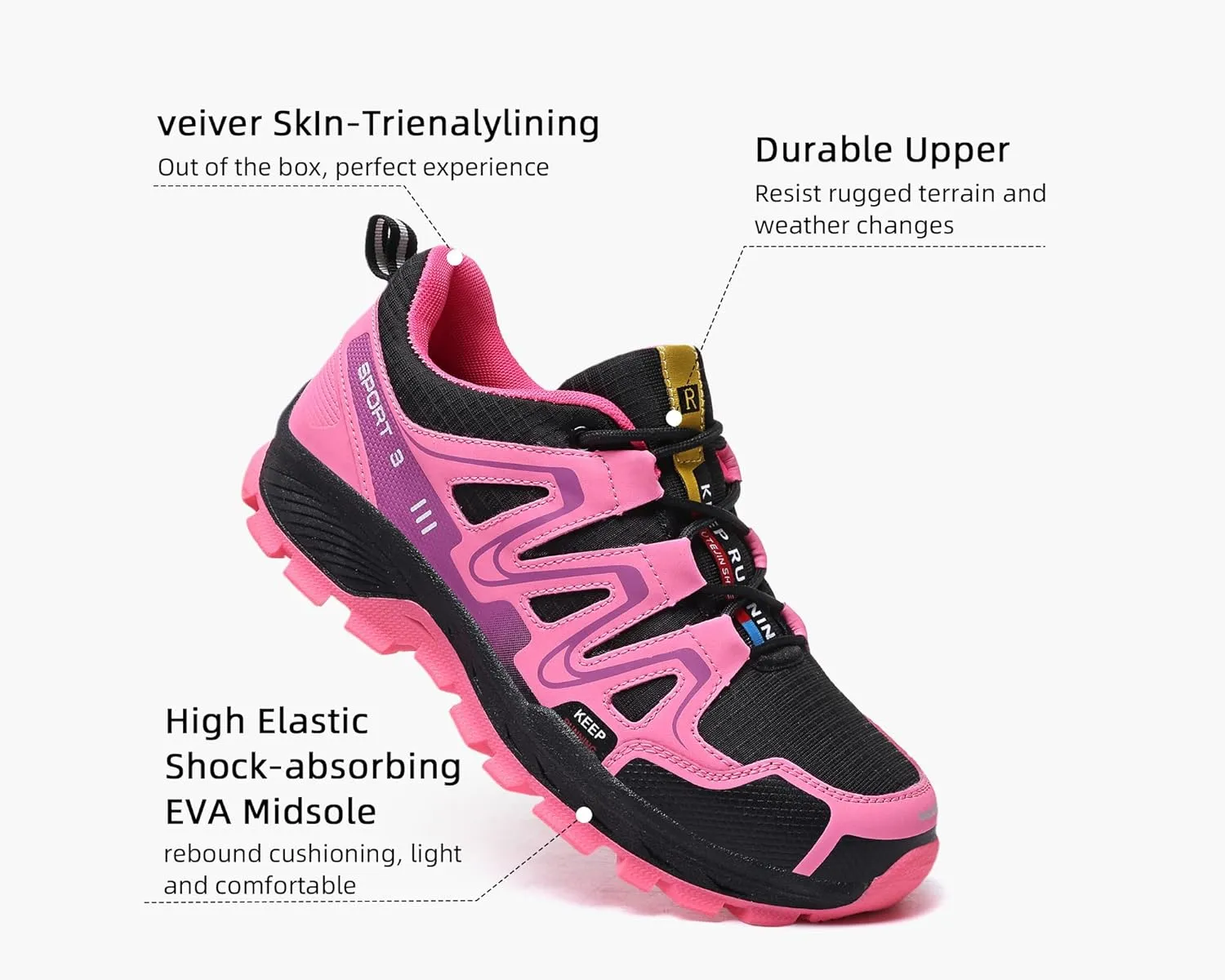 Waterproof Hiking Shoes Women Casual Lace-Up Non-Slip Lightweight Comfortable Running Tennis Fashion Sneakers for Women Walking Trekking Outdoor Shoes