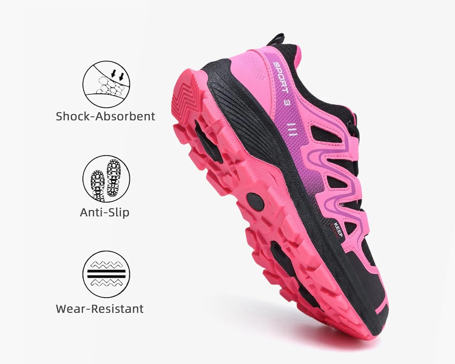 Waterproof Hiking Shoes Women Casual Lace-Up Non-Slip Lightweight Comfortable Running Tennis Fashion Sneakers for Women Walking Trekking Outdoor Shoes