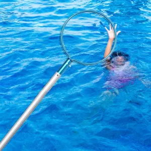 WDJBPSH Emergency Rescue Equipment for Drowning Swimmers, Adjustable Teaching Pools Rescue Pole with Round Hooks, Public Pools/Swim Club/Water Parks Safety Life-Saving Hook(24.8 in~39.4in)