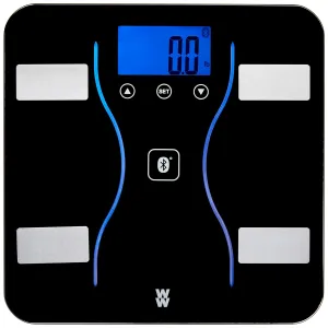 Weight Watchers Scales by Conair Bathroom Scale for Weight, Glass Digital Scale, Bluetooth Scale, BMI Scales Digital Weight and Body Fat for up to 9 Users, Measures Weight up to 400 Lbs, Black