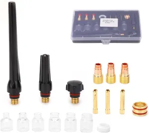 Welding Torch Kit with Glass Nozzle, Tail, Tungsten Clamp, Silicone OCIMGL1718,3.2 Model Complete Accessories for WP 17/18/26 Argon Welding s