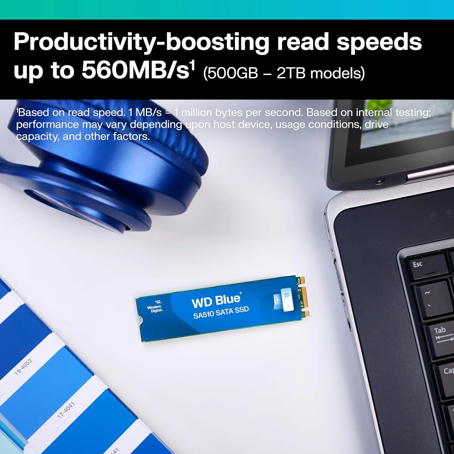 Western Digital 2TB WD Blue SA510 SATA Internal Solid State Drive SSD - SATA III 6 Gb/s, M.2 2280, Up to 560 MB/s - WDS200T3B0B