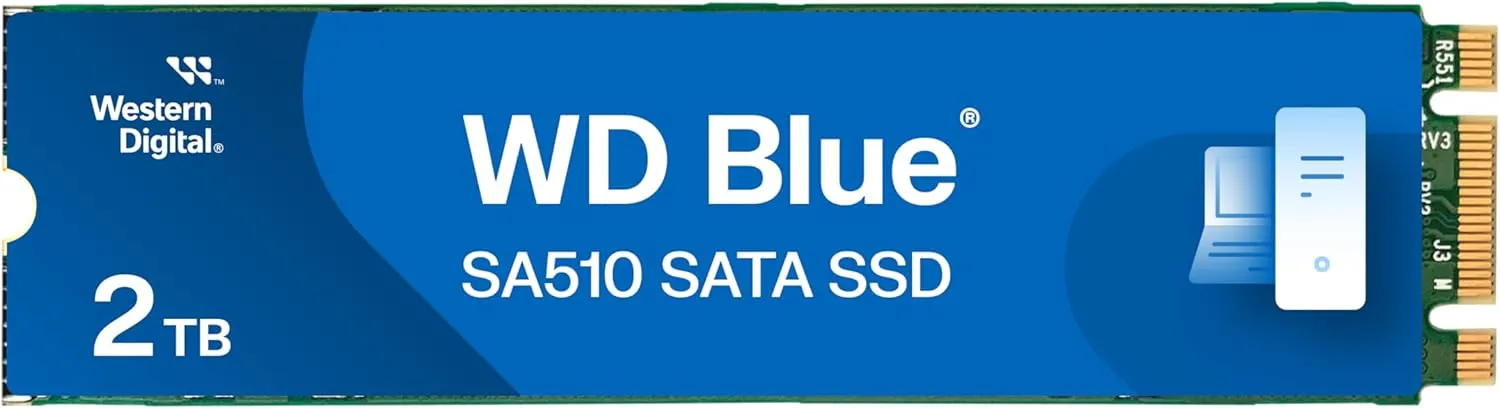 Western Digital 2TB WD Blue SA510 SATA Internal Solid State Drive SSD - SATA III 6 Gb/s, M.2 2280, Up to 560 MB/s - WDS200T3B0B