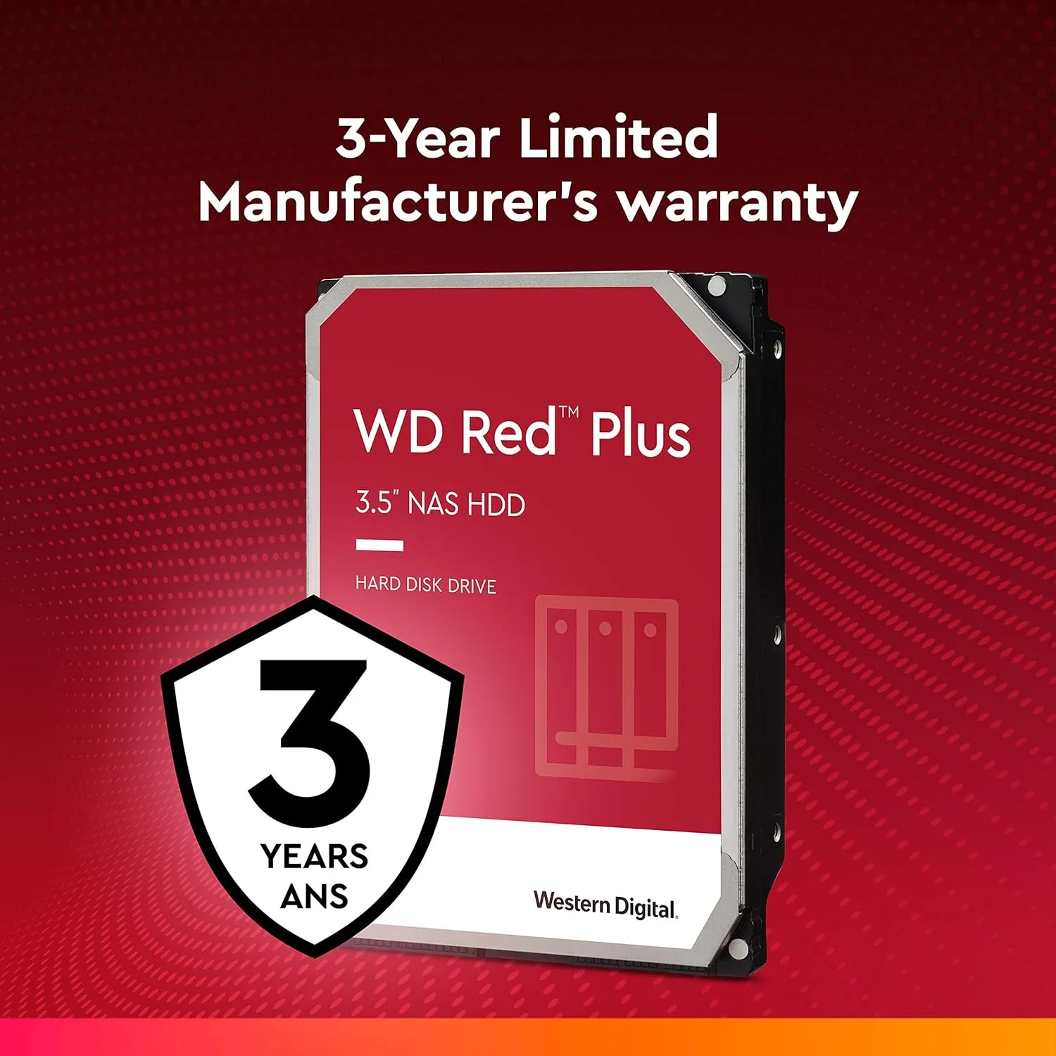 Western Digital 6TB WD Red Plus NAS Internal Hard Drive HDD - 5400 RPM, SATA 6 Gb/s, CMR, 64 MB Cache, 3.5" - WD60EFRX