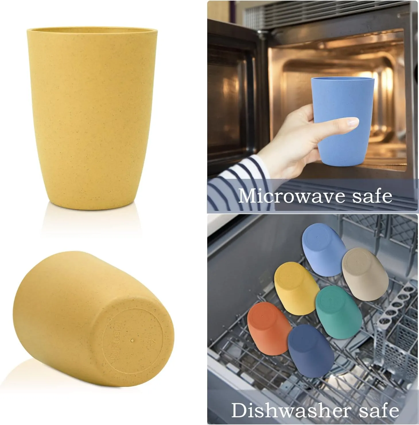 Wheat Straw Cups 6 PCS Good Alternative to Plastic Reusable Cups 20 oz Unbreakable Drinking Cup Reusable Dishwasher Safe Water Plastic Glasses Mixed Color