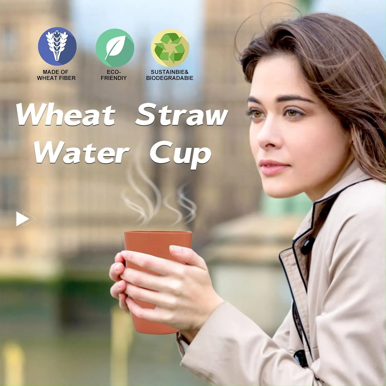 Wheat Straw Cups 6 PCS Good Alternative to Plastic Reusable Cups 20 oz Unbreakable Drinking Cup Reusable Dishwasher Safe Water Plastic Glasses Mixed Color