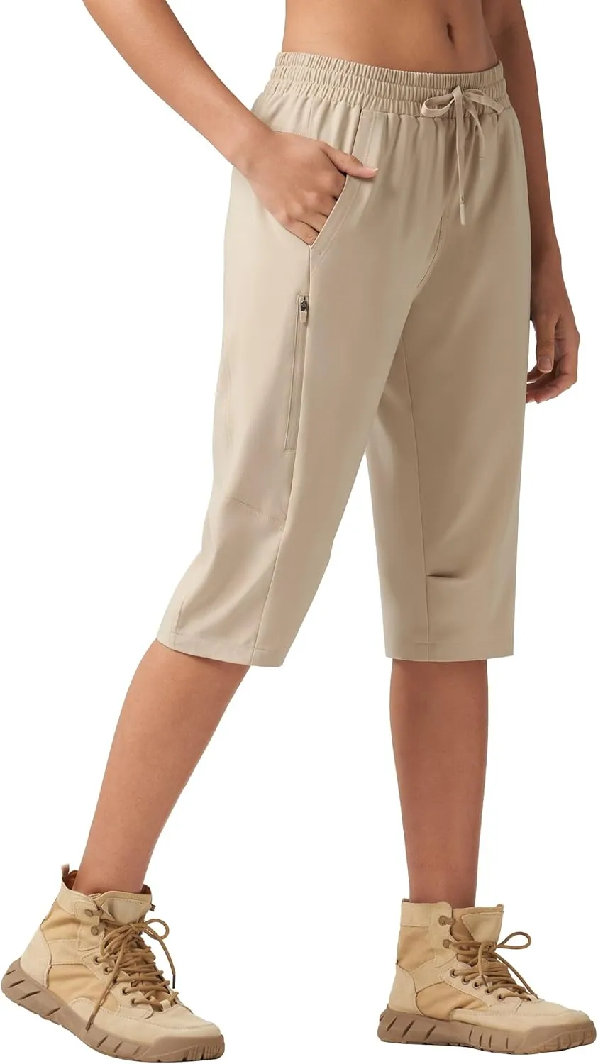 Willit Womens 15" Long Shorts Below Knee Length Capri Hiking Cargo Lightweight Quick Dry Water Resistant Zipper Pocket